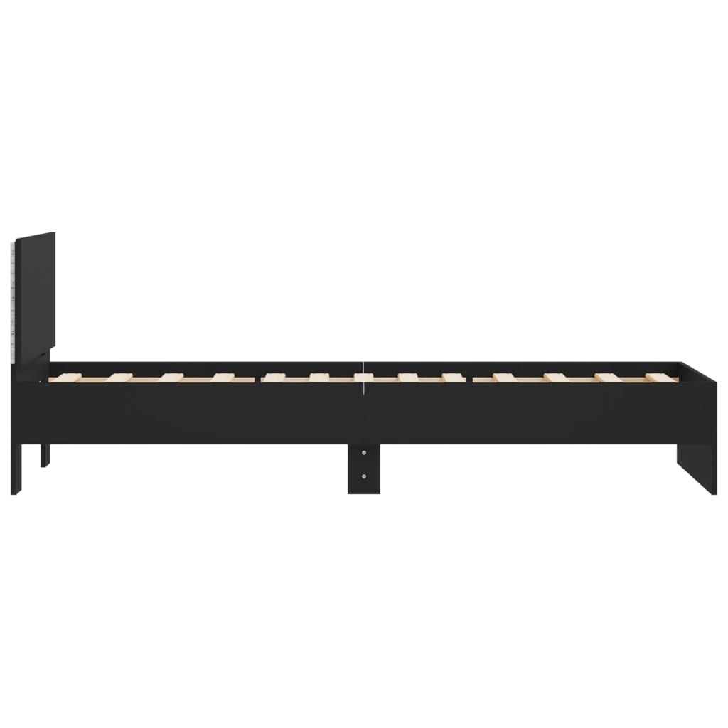 Bedframe met hoofdbord en LED-verlichting zwart 75x190 cm is nu te koop bij PeponiXL, paradijselijk wonen!