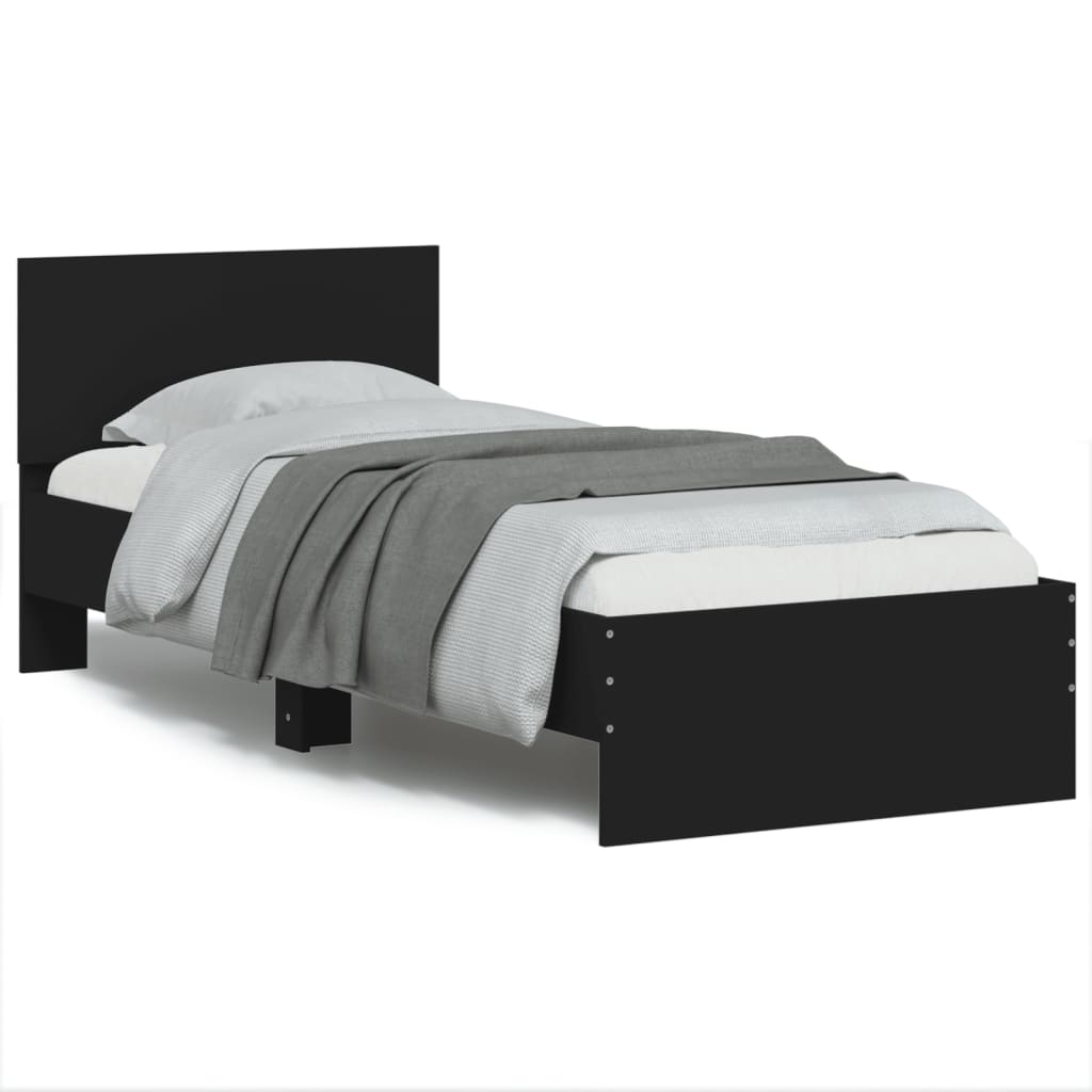 Bedframe met hoofdbord en LED-verlichting zwart 75x190 cm is nu te koop bij PeponiXL, paradijselijk wonen!