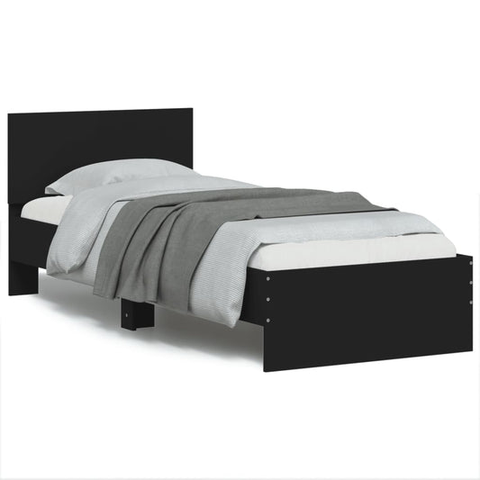 Bedframe met hoofdbord en LED-verlichting zwart 75x190 cm is nu te koop bij PeponiXL, paradijselijk wonen!