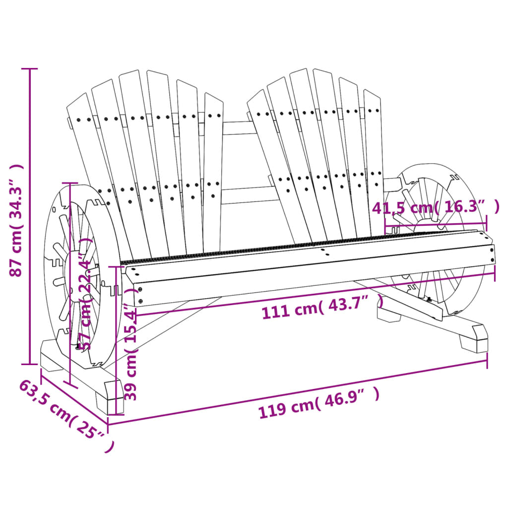 Tuinstoel 2-zits Adirondack massief vurenhout is nu te koop bij PeponiXL, paradijselijk wonen!