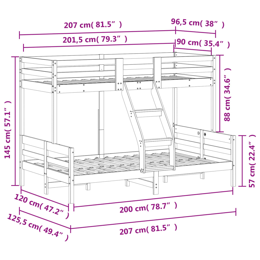 Stapelbed massief grenenhout wit 90x200/120x200 cm is nu te koop bij PeponiXL, paradijselijk wonen!