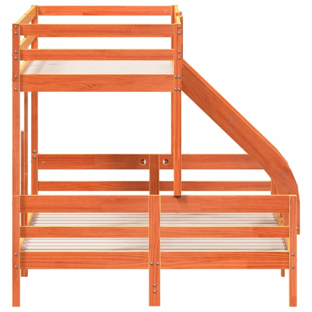 Stapelbed massief grenenhout wasbruin 90x200/140x200 cm is nu te koop bij PeponiXL, paradijselijk wonen!