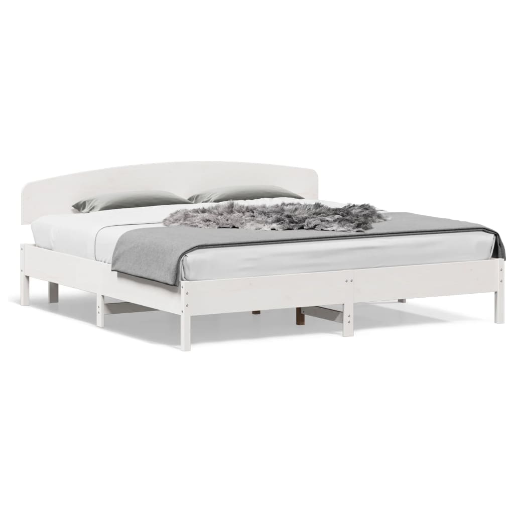 Bedframe zonder matras massief grenenhout wit 200x200 cm is nu te koop bij PeponiXL, paradijselijk wonen!