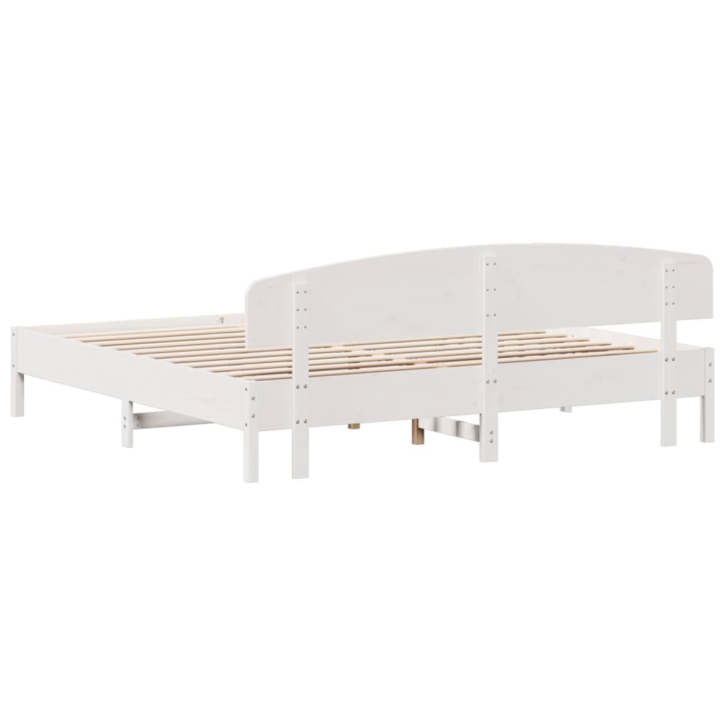 Bedframe zonder matras massief grenenhout wit 200x200 cm is nu te koop bij PeponiXL, paradijselijk wonen!