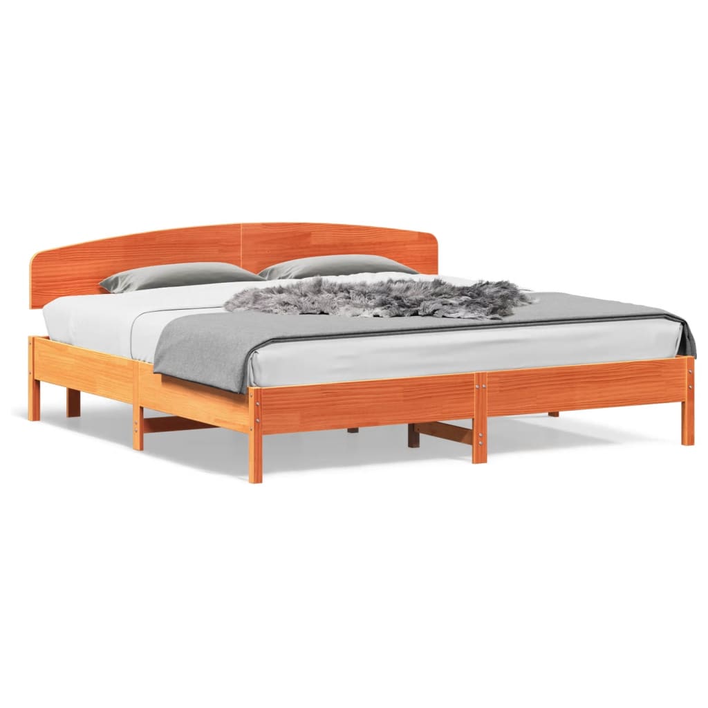 Bedframe zonder matras massief grenenhout wasbruin 200x200 cm is nu te koop bij PeponiXL, paradijselijk wonen!