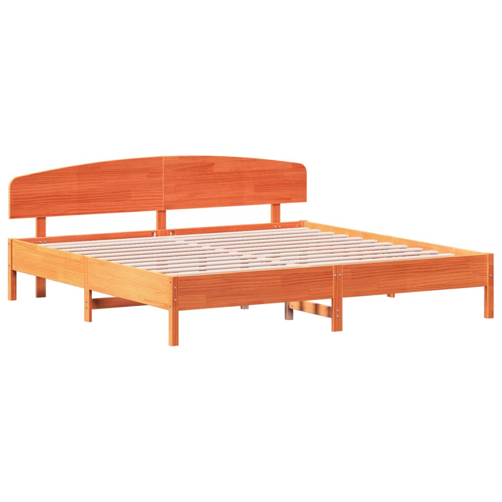 Bedframe zonder matras massief grenenhout wasbruin 200x200 cm is nu te koop bij PeponiXL, paradijselijk wonen!