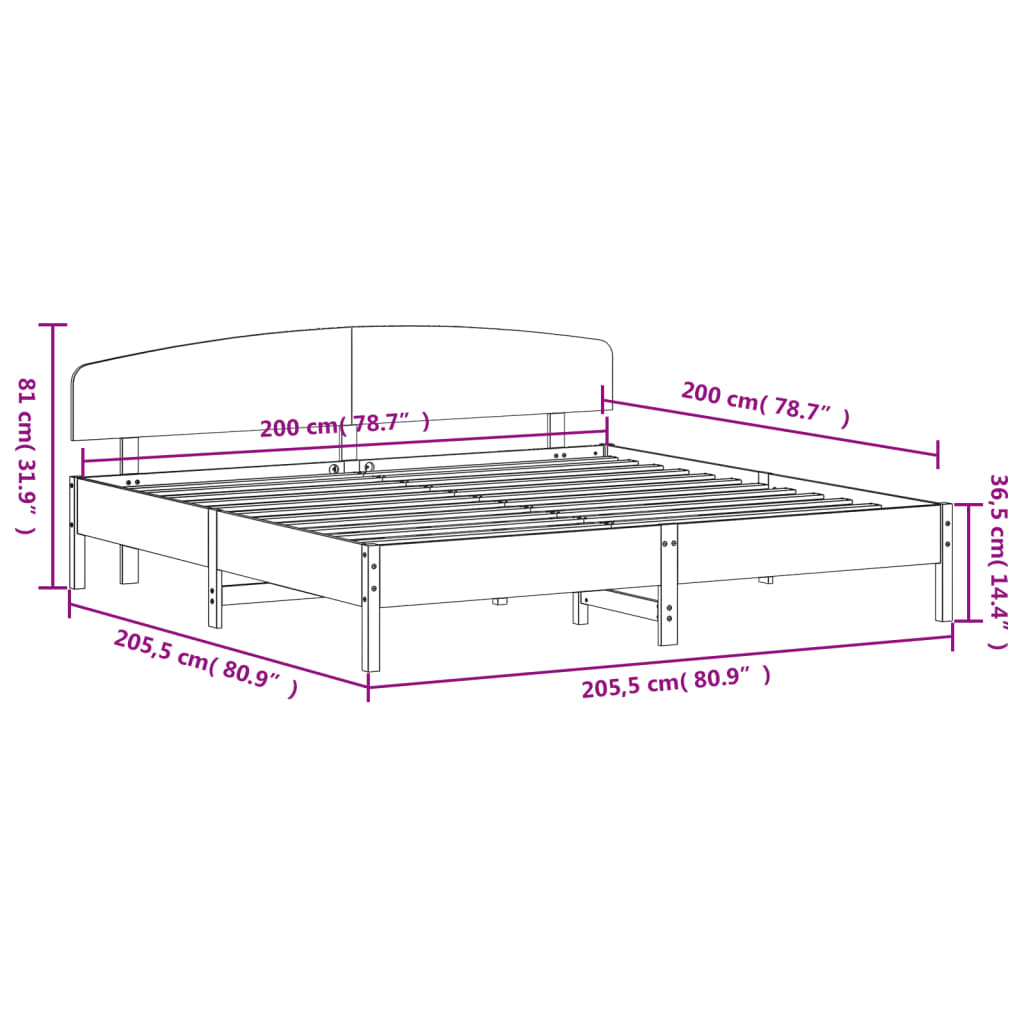Bedframe zonder matras massief grenenhout wasbruin 200x200 cm is nu te koop bij PeponiXL, paradijselijk wonen!