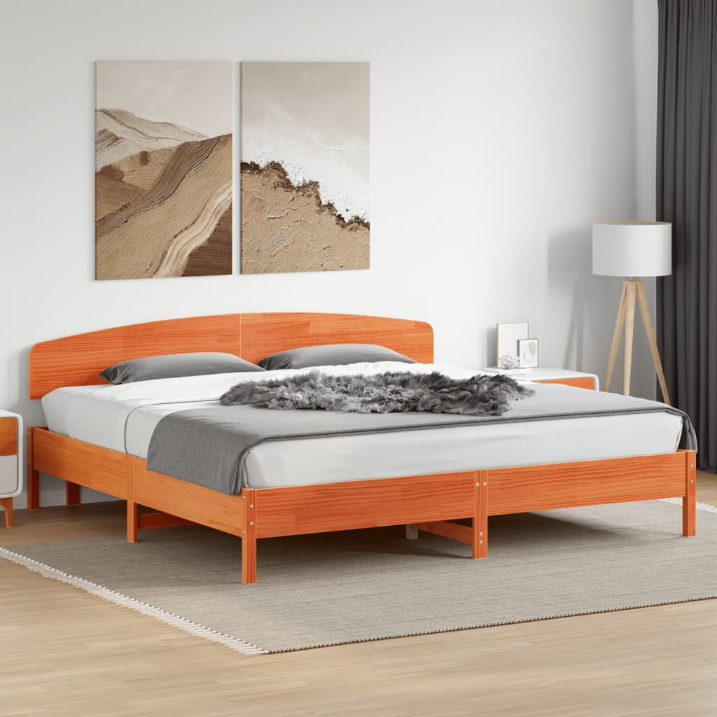 Bedframe zonder matras massief grenenhout wasbruin 200x200 cm is nu te koop bij PeponiXL, paradijselijk wonen!
