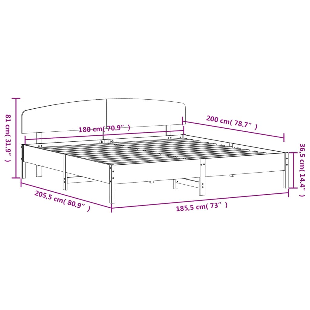 Bedframe zonder matras massief grenenhout wasbruin 180x200 cm is nu te koop bij PeponiXL, paradijselijk wonen!
