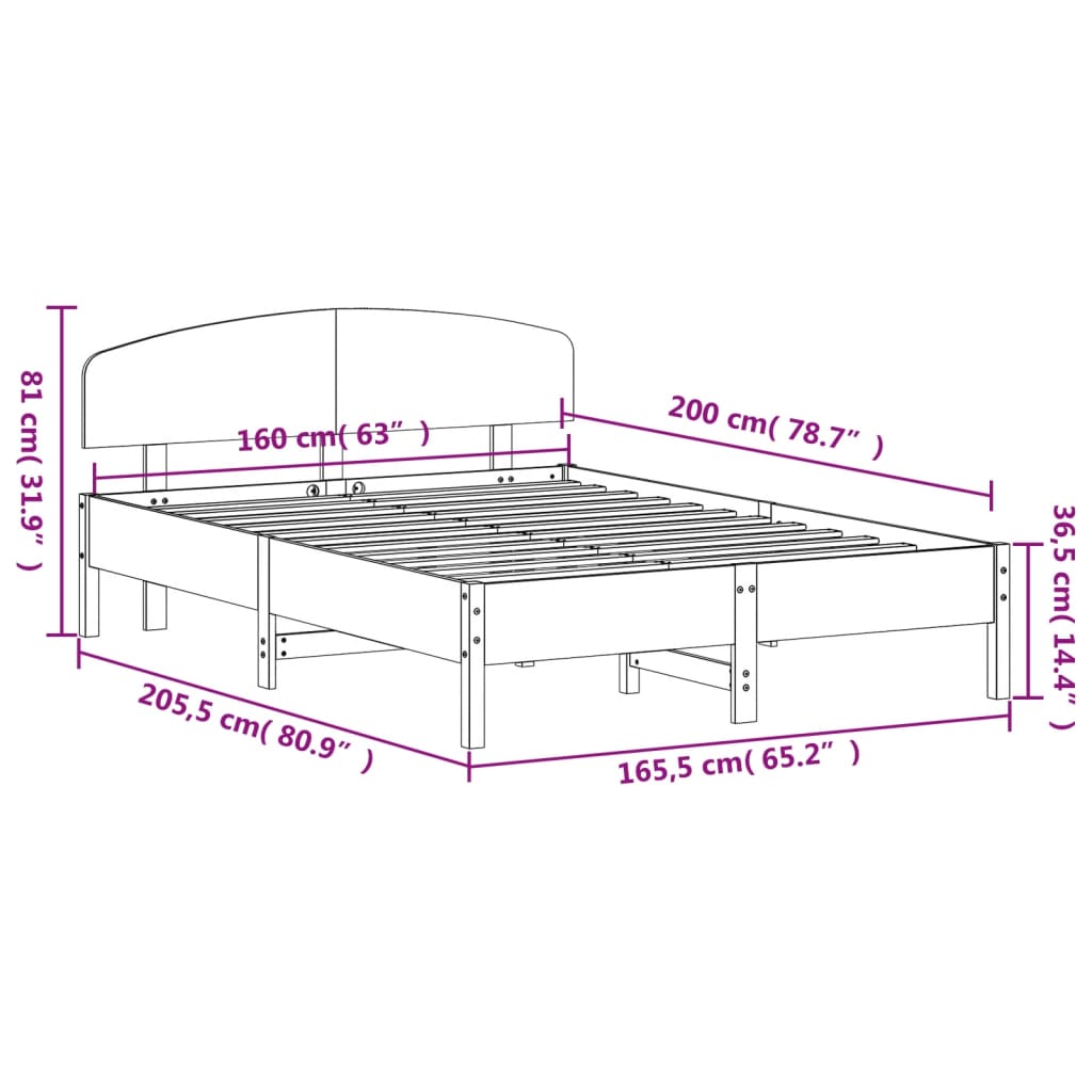 Bedframe zonder matras massief grenenhout wasbruin 160x200 cm is nu te koop bij PeponiXL, paradijselijk wonen!