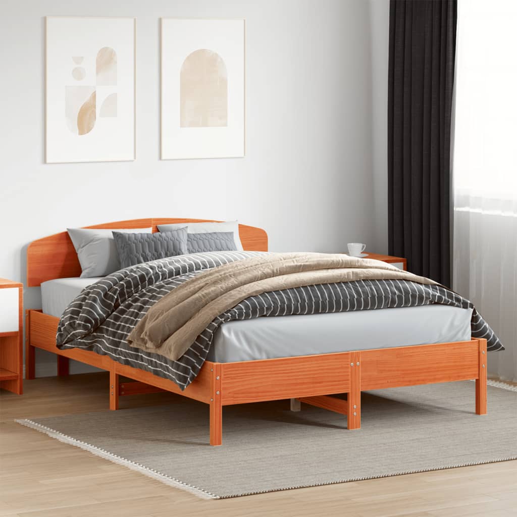 Bedframe zonder matras massief grenenhout wasbruin 140x200 cm is nu te koop bij PeponiXL, paradijselijk wonen!