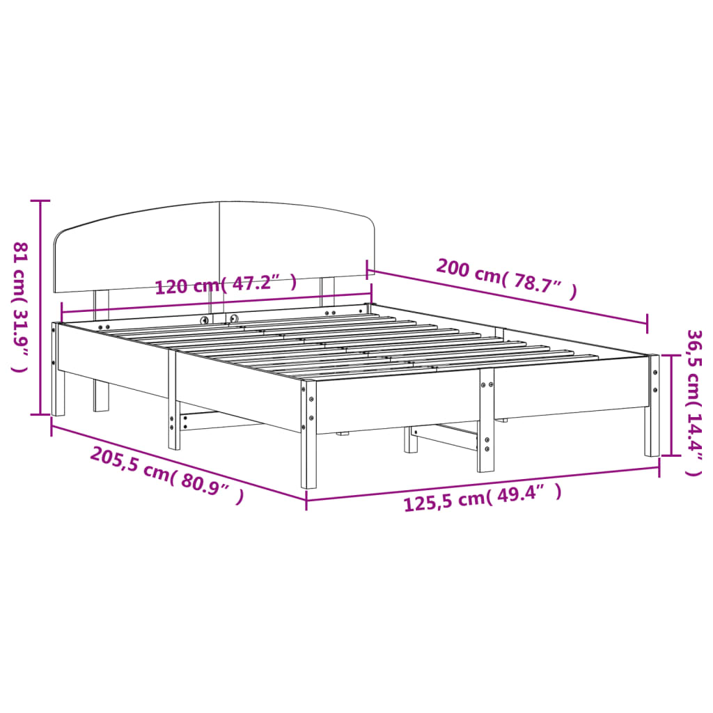Bedframe zonder matras massief grenenhout wasbruin 120x200 cm is nu te koop bij PeponiXL, paradijselijk wonen!