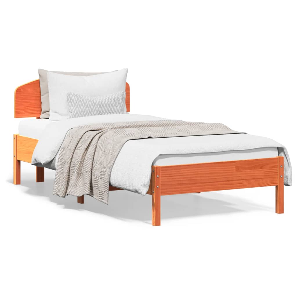 Bedframe zonder matras massief grenenhout wasbruin 100x200 cm is nu te koop bij PeponiXL, paradijselijk wonen!