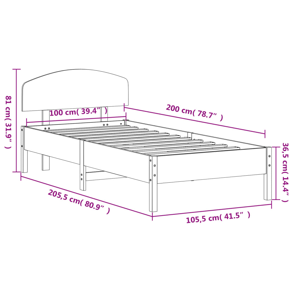 Bedframe zonder matras massief grenenhout wasbruin 100x200 cm is nu te koop bij PeponiXL, paradijselijk wonen!
