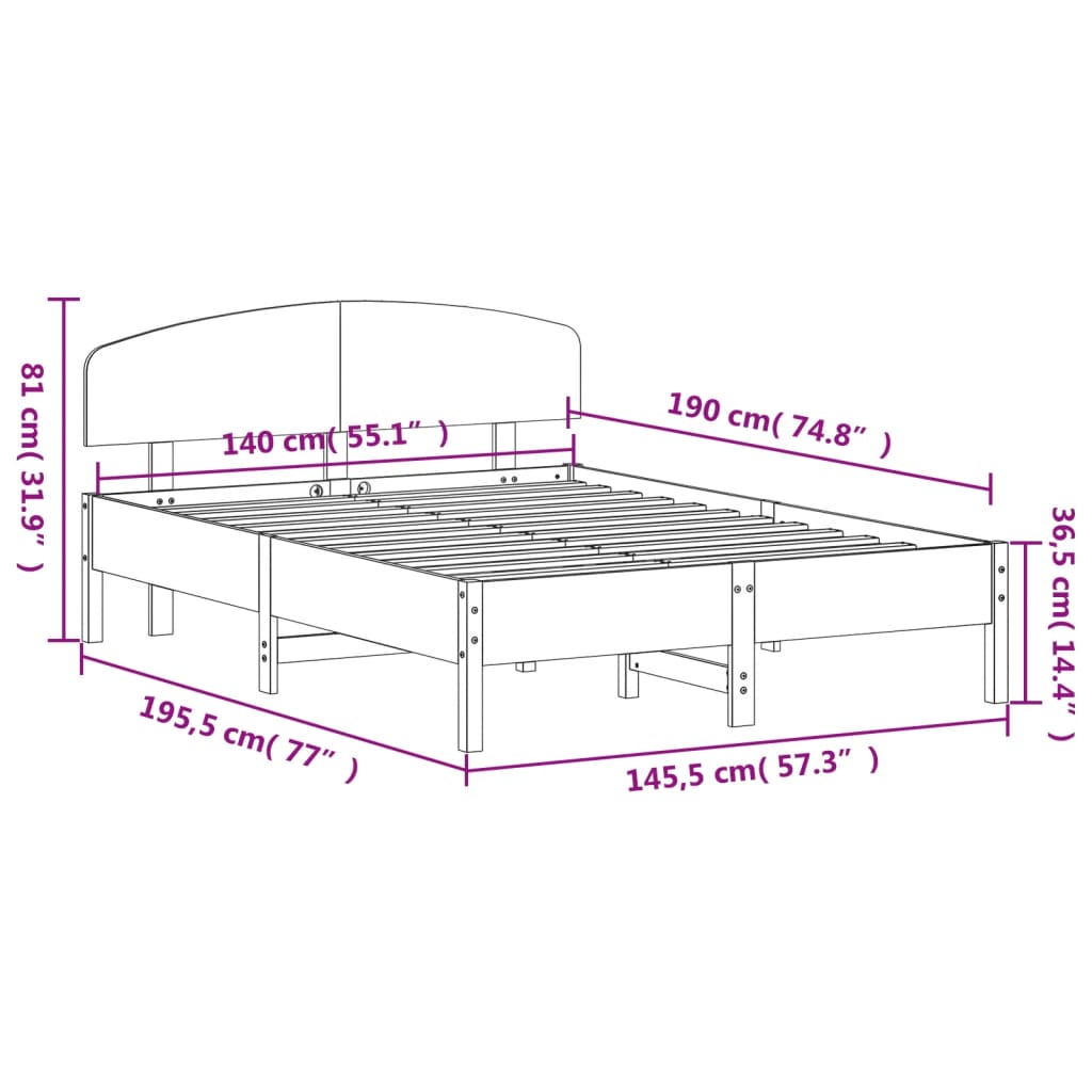 Bed met matras massief grenenhout wasbruin 140x190 cm is nu te koop bij PeponiXL, paradijselijk wonen!