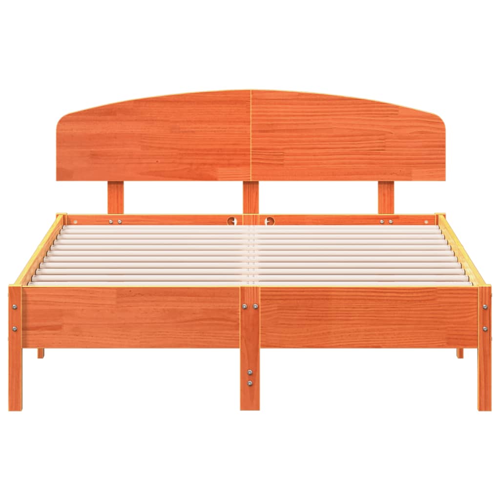 Bedframe zonder matras massief grenenhout wasbruin 135x190 cm is nu te koop bij PeponiXL, paradijselijk wonen!