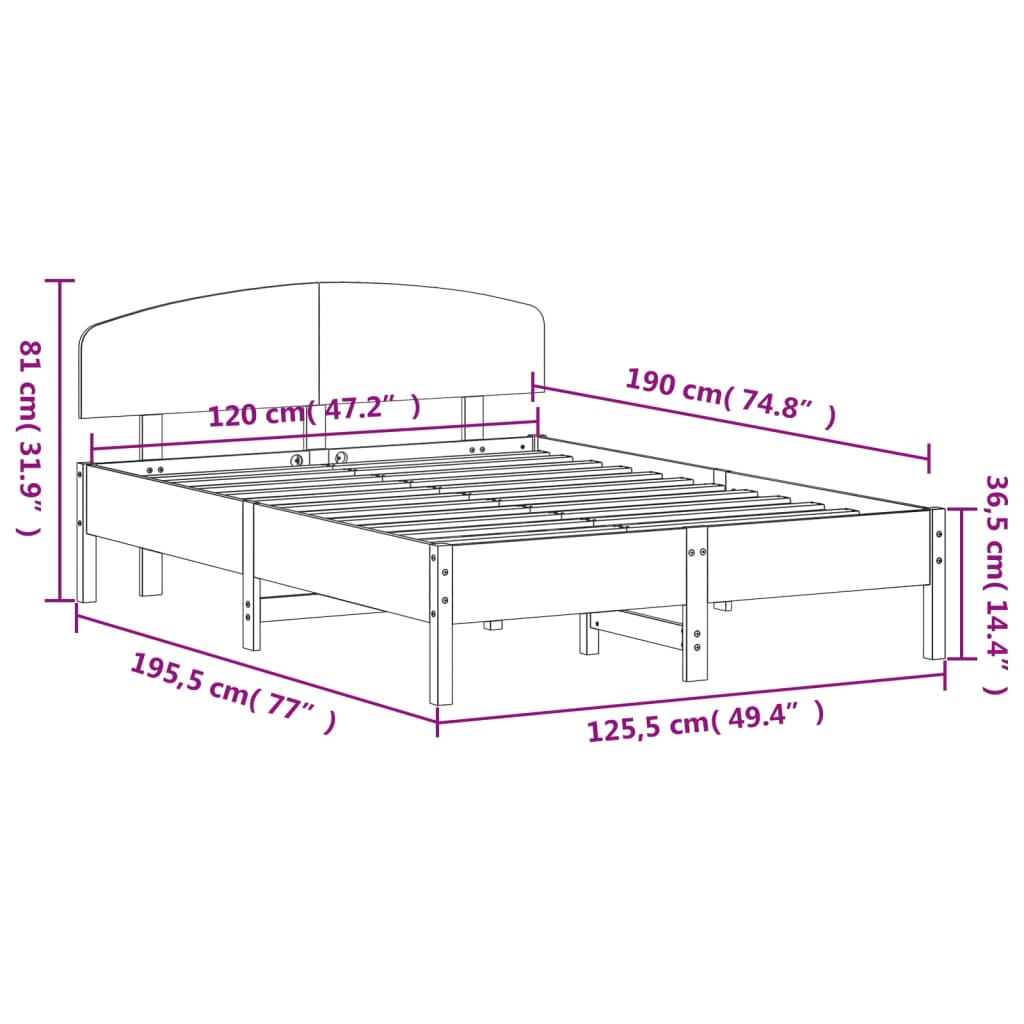 Bedframe zonder matras massief grenenhout wasbruin 120x190 cm is nu te koop bij PeponiXL, paradijselijk wonen!