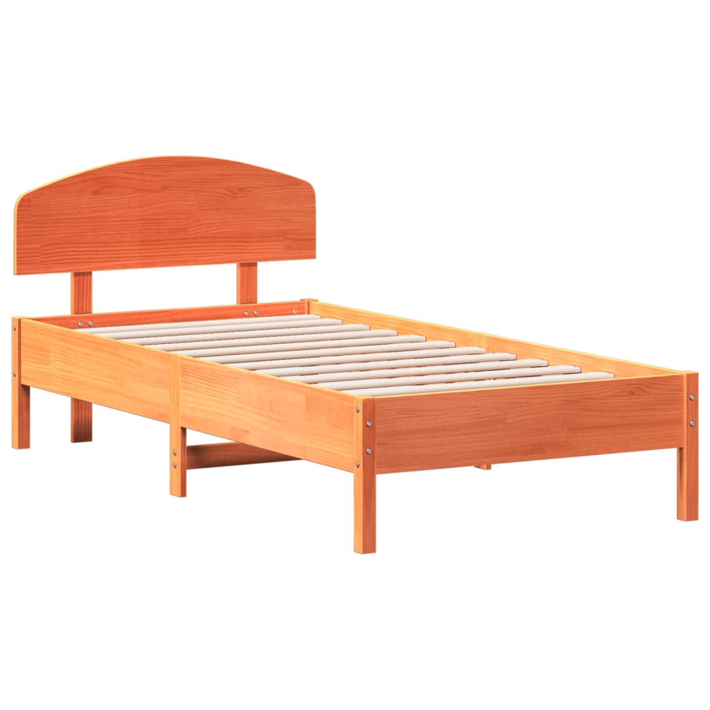 Bedframe zonder matras massief grenenhout wasbruin 75x190 cm is nu te koop bij PeponiXL, paradijselijk wonen!