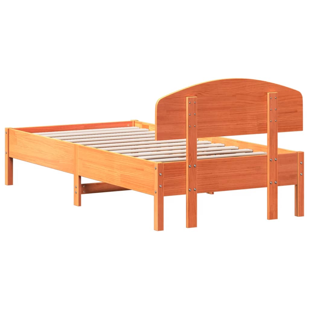 Bedframe zonder matras massief grenenhout wasbruin 75x190 cm is nu te koop bij PeponiXL, paradijselijk wonen!
