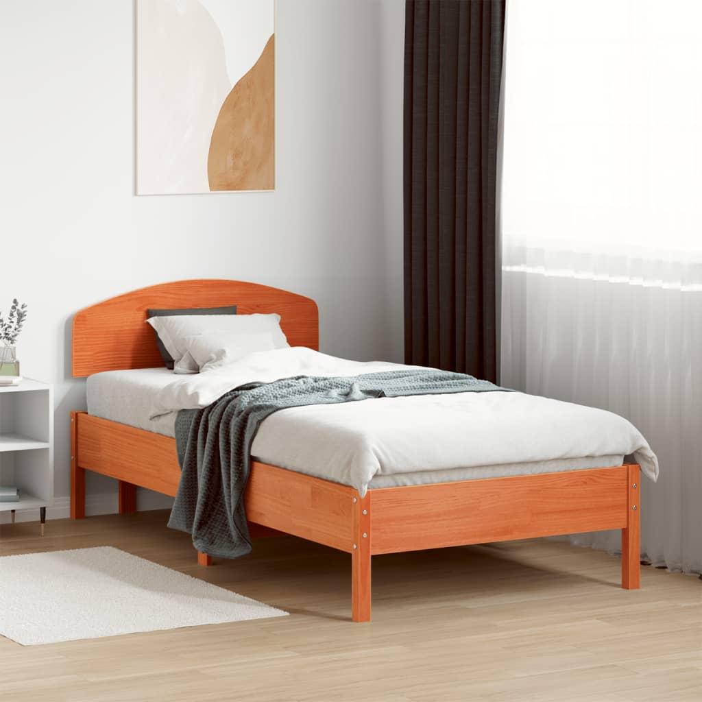 Bedframe zonder matras massief grenenhout wasbruin 75x190 cm is nu te koop bij PeponiXL, paradijselijk wonen!