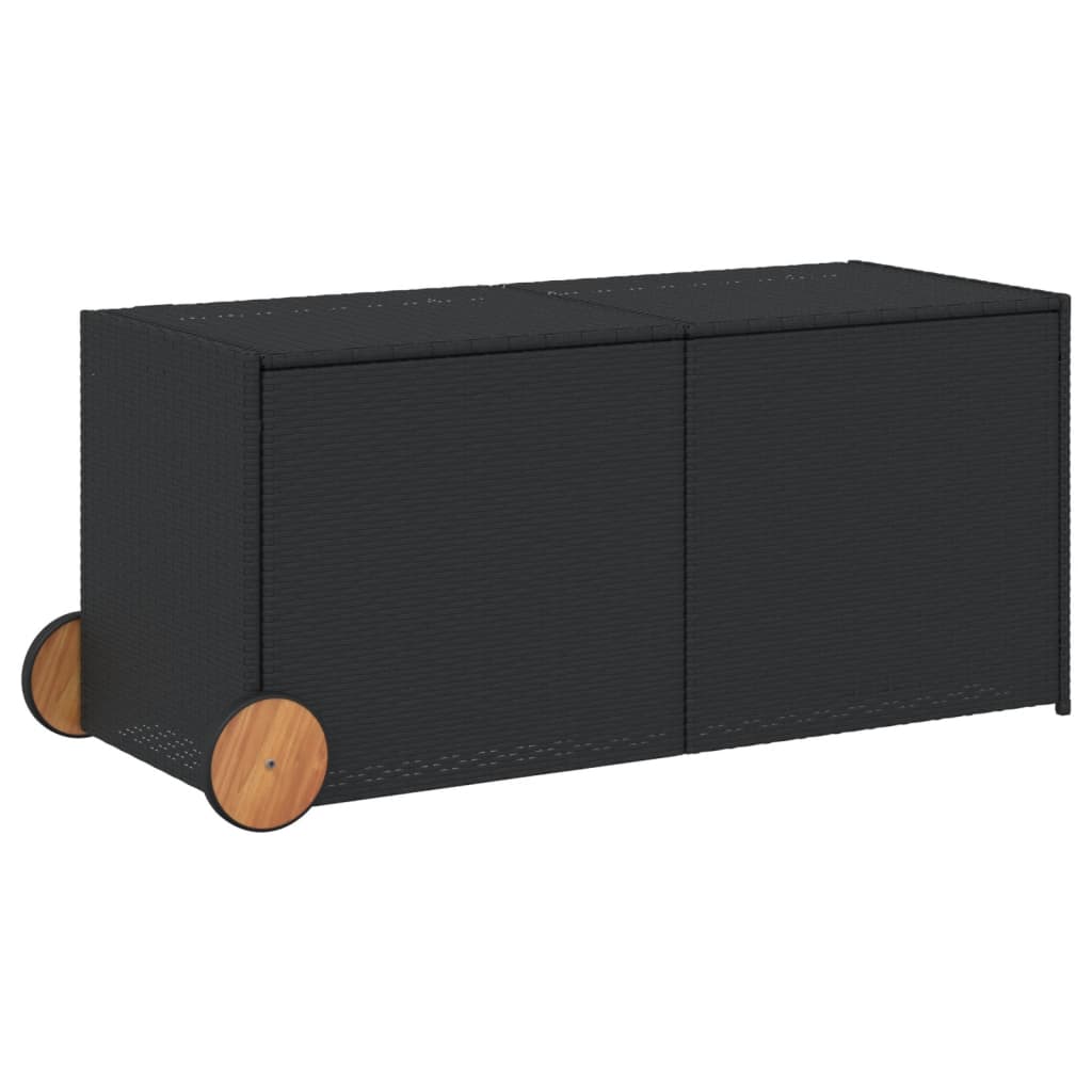 Tuinbox met wielen 283 L poly rattan zwart is nu te koop bij PeponiXL, paradijselijk wonen!