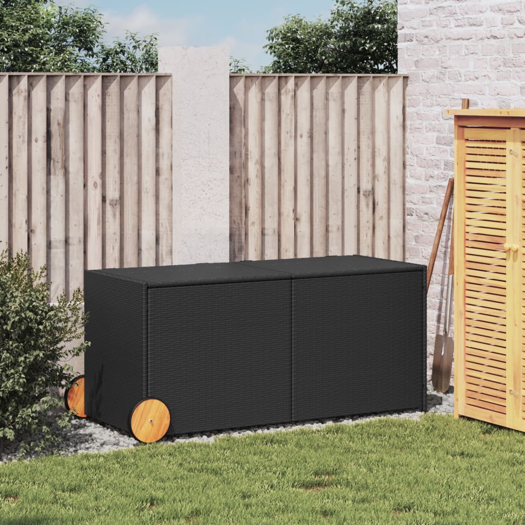 Tuinbox met wielen 283 L poly rattan zwart is nu te koop bij PeponiXL, paradijselijk wonen!