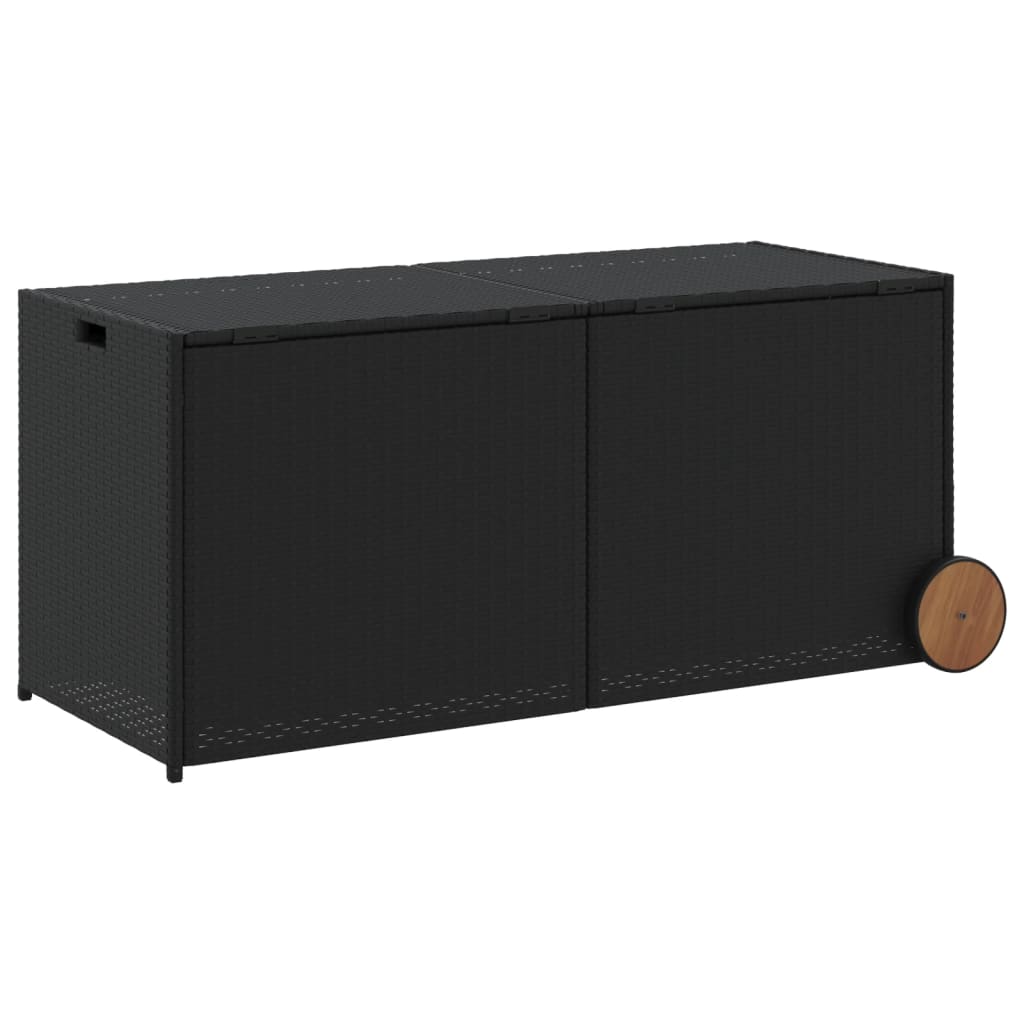 Tuinbox met wielen 283 L poly rattan zwart is nu te koop bij PeponiXL, paradijselijk wonen!