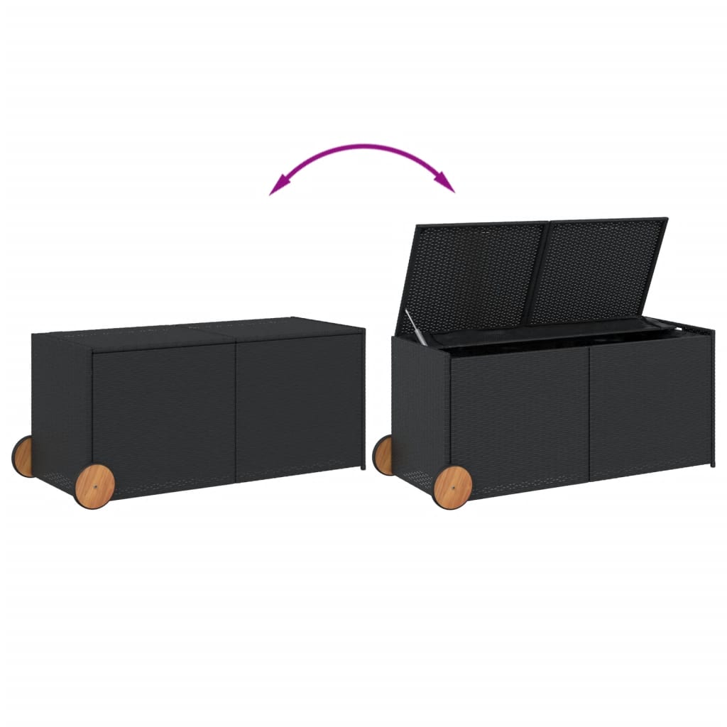 Tuinbox met wielen 283 L poly rattan zwart is nu te koop bij PeponiXL, paradijselijk wonen!