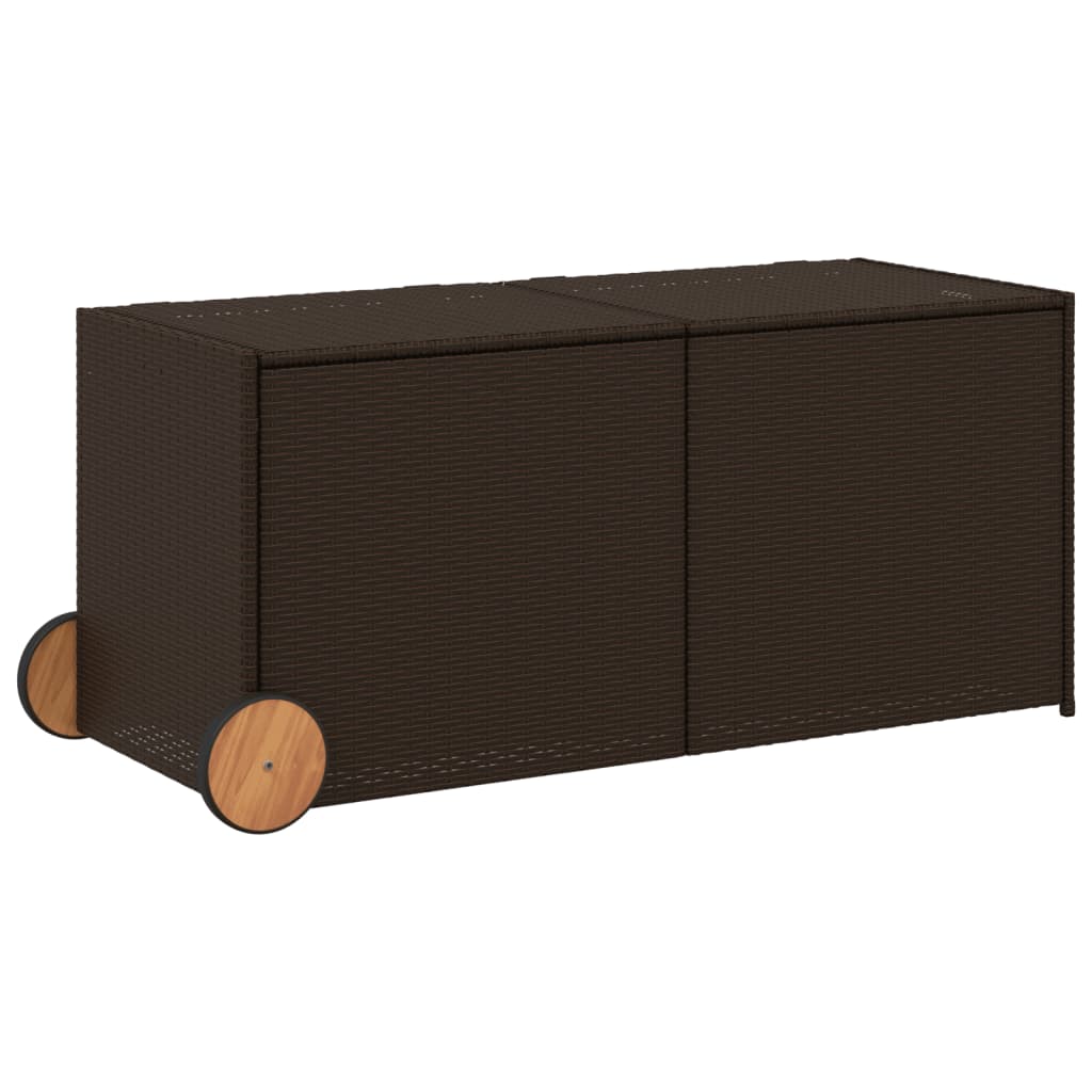 Tuinbox met wielen 283 L poly rattan bruin is nu te koop bij PeponiXL, paradijselijk wonen!