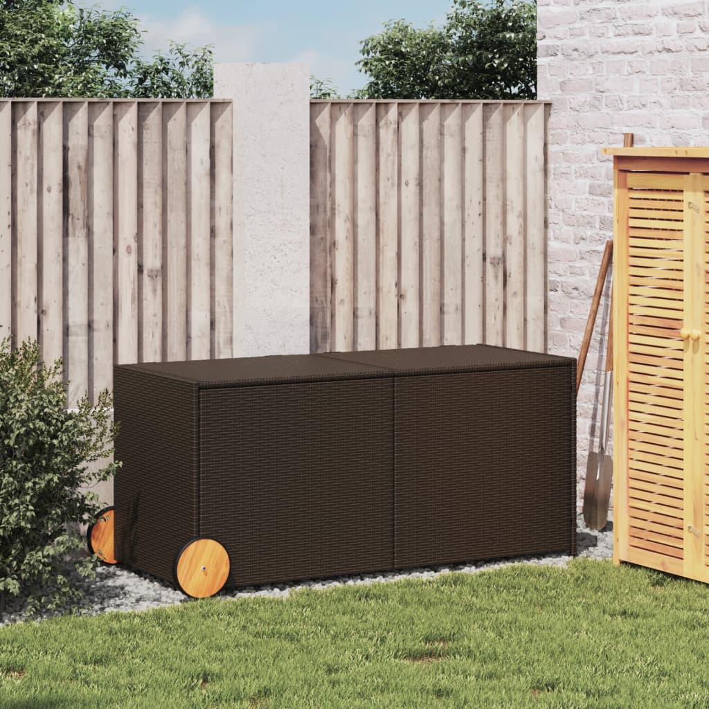Tuinbox met wielen 283 L poly rattan bruin is nu te koop bij PeponiXL, paradijselijk wonen!