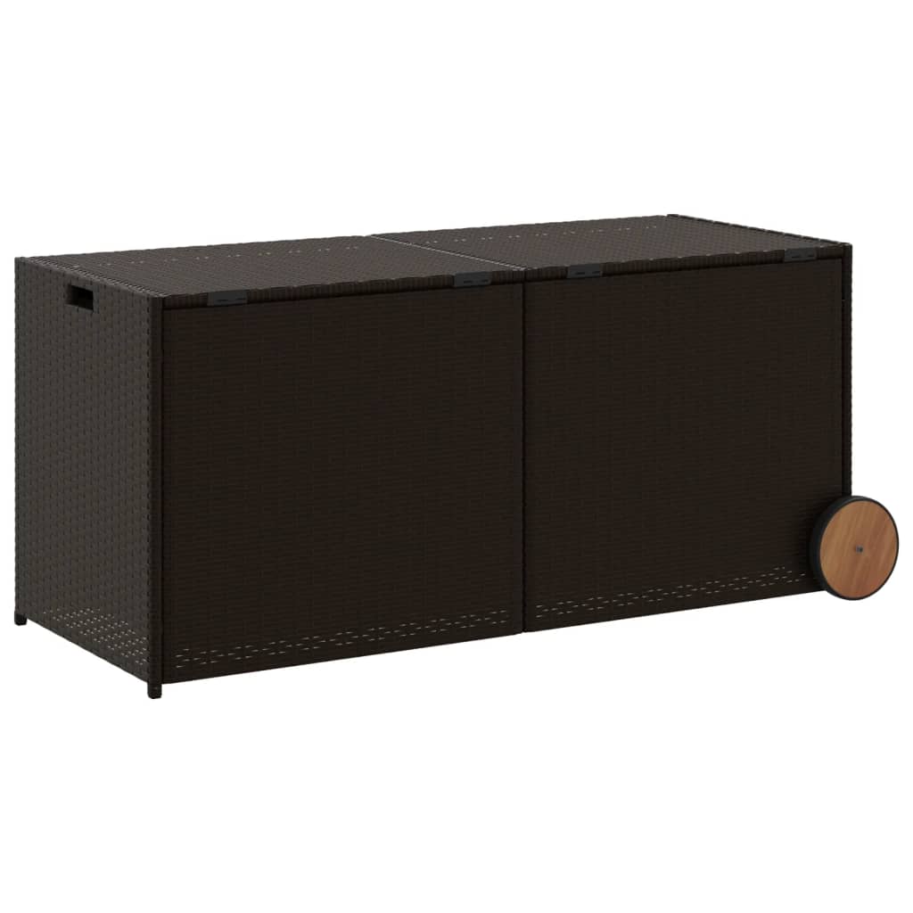 Tuinbox met wielen 283 L poly rattan bruin is nu te koop bij PeponiXL, paradijselijk wonen!