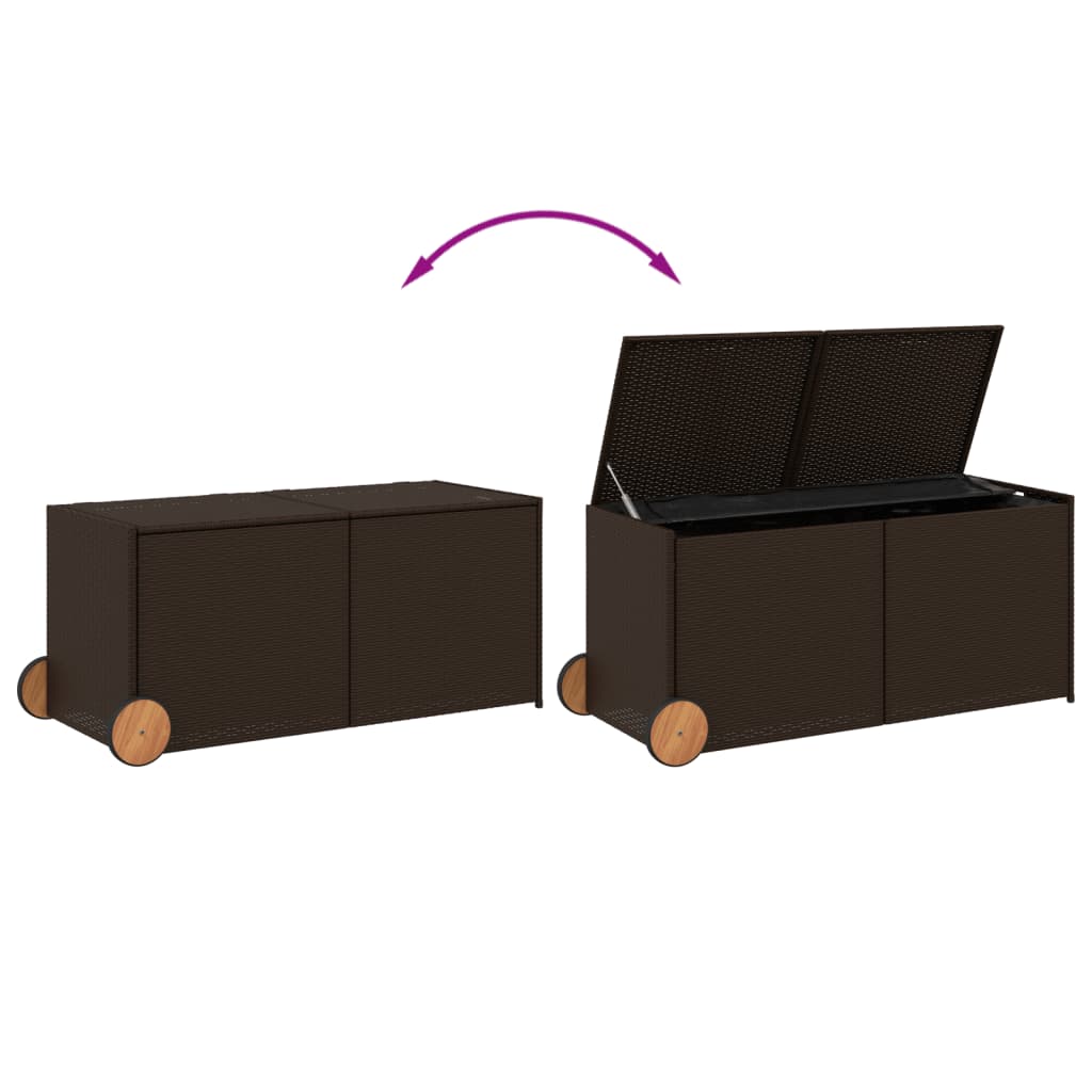 Tuinbox met wielen 283 L poly rattan bruin is nu te koop bij PeponiXL, paradijselijk wonen!