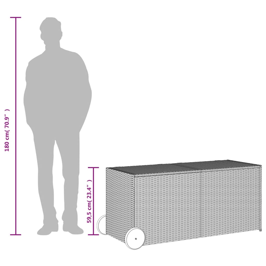 Tuinbox met wielen 283 L poly rattan bruin is nu te koop bij PeponiXL, paradijselijk wonen!
