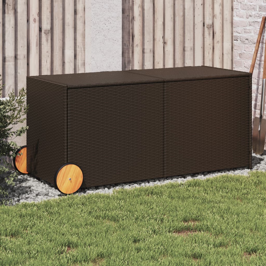 Tuinbox met wielen 283 L poly rattan bruin is nu te koop bij PeponiXL, paradijselijk wonen!