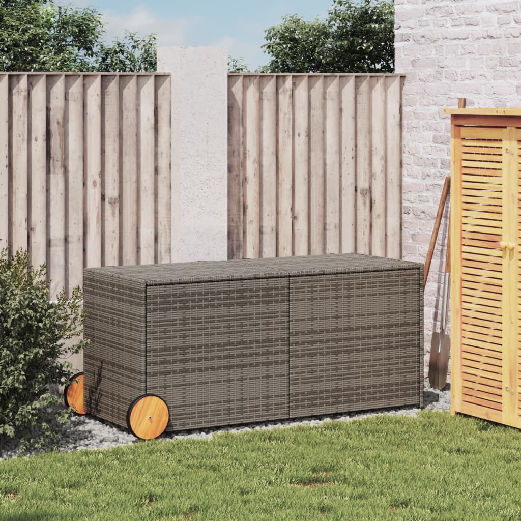 Tuinbox met wielen 283 L poly rattan grijs is nu te koop bij PeponiXL, paradijselijk wonen!
