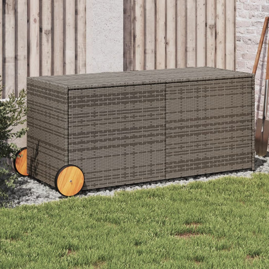 Tuinbox met wielen 283 L poly rattan grijs is nu te koop bij PeponiXL, paradijselijk wonen!