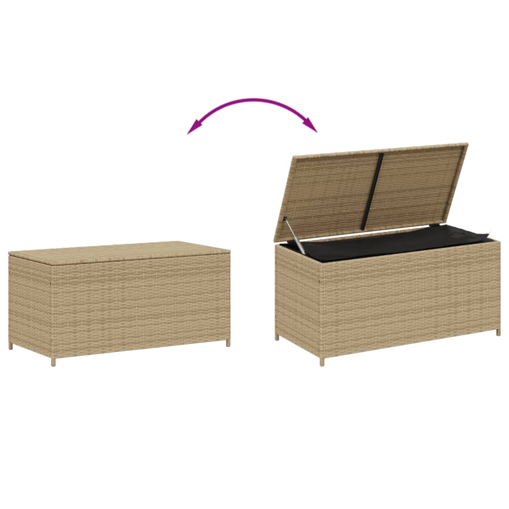 Tuinbox met wielen 190 L poly rattan gemengd beige is nu te koop bij PeponiXL, paradijselijk wonen!