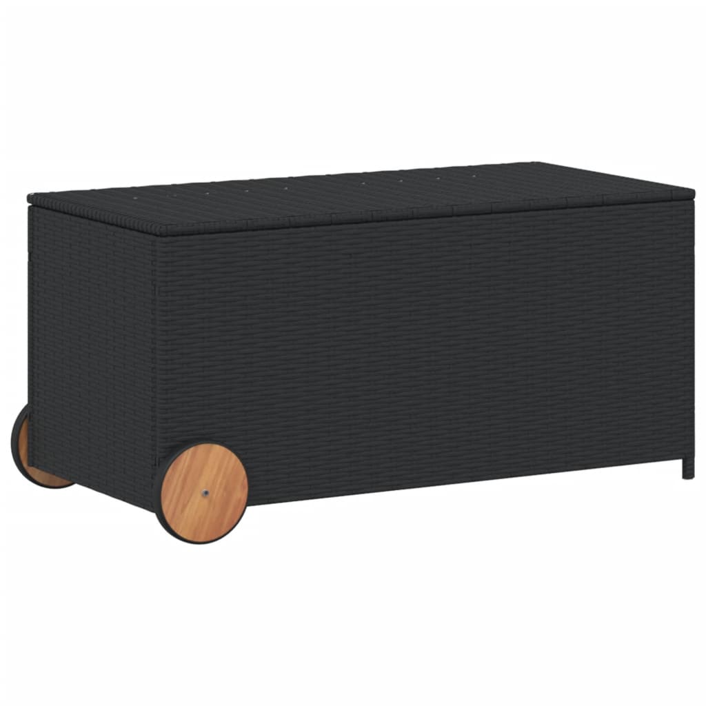 Tuinbox met wielen 190 L poly rattan zwart is nu te koop bij PeponiXL, paradijselijk wonen!