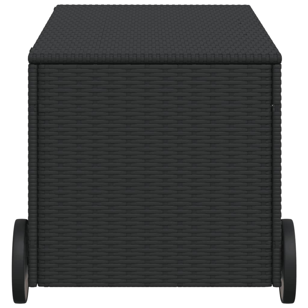 Tuinbox met wielen 190 L poly rattan zwart is nu te koop bij PeponiXL, paradijselijk wonen!