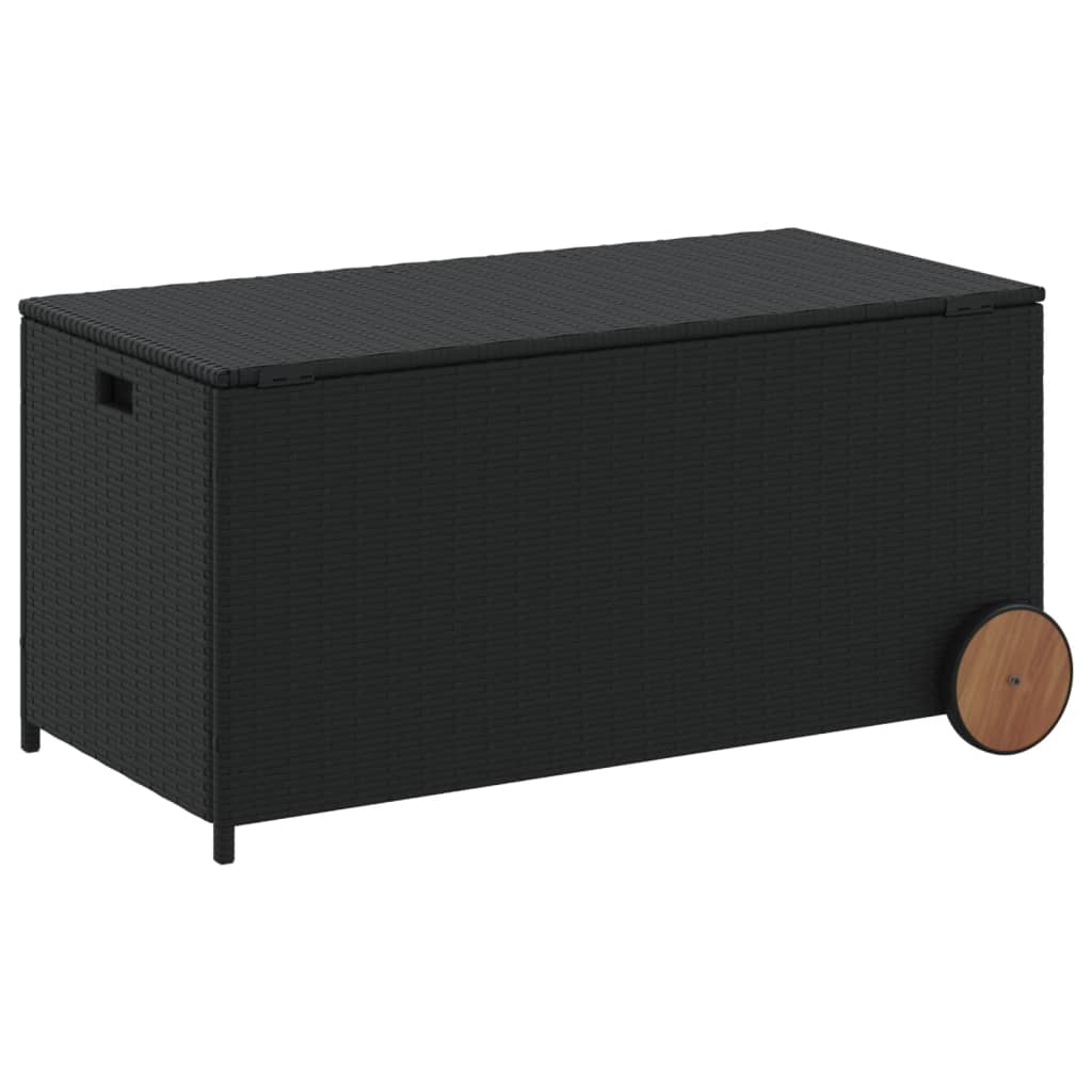 Tuinbox met wielen 190 L poly rattan zwart is nu te koop bij PeponiXL, paradijselijk wonen!