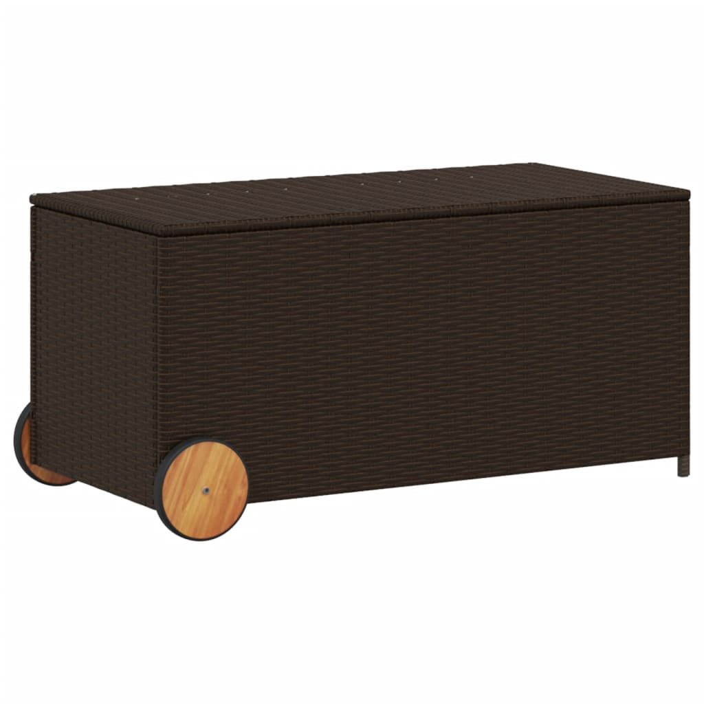 Tuinbox met wielen 190 L poly rattan bruin is nu te koop bij PeponiXL, paradijselijk wonen!