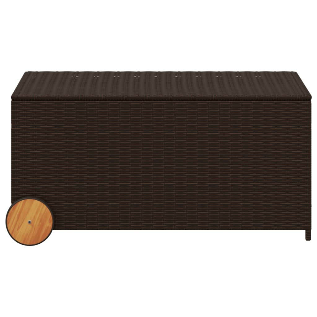 Tuinbox met wielen 190 L poly rattan bruin is nu te koop bij PeponiXL, paradijselijk wonen!