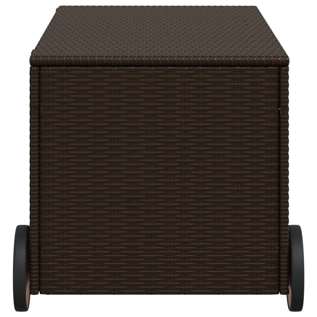 Tuinbox met wielen 190 L poly rattan bruin is nu te koop bij PeponiXL, paradijselijk wonen!