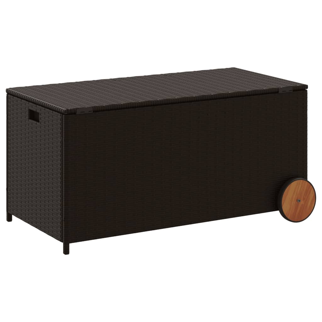 Tuinbox met wielen 190 L poly rattan bruin is nu te koop bij PeponiXL, paradijselijk wonen!