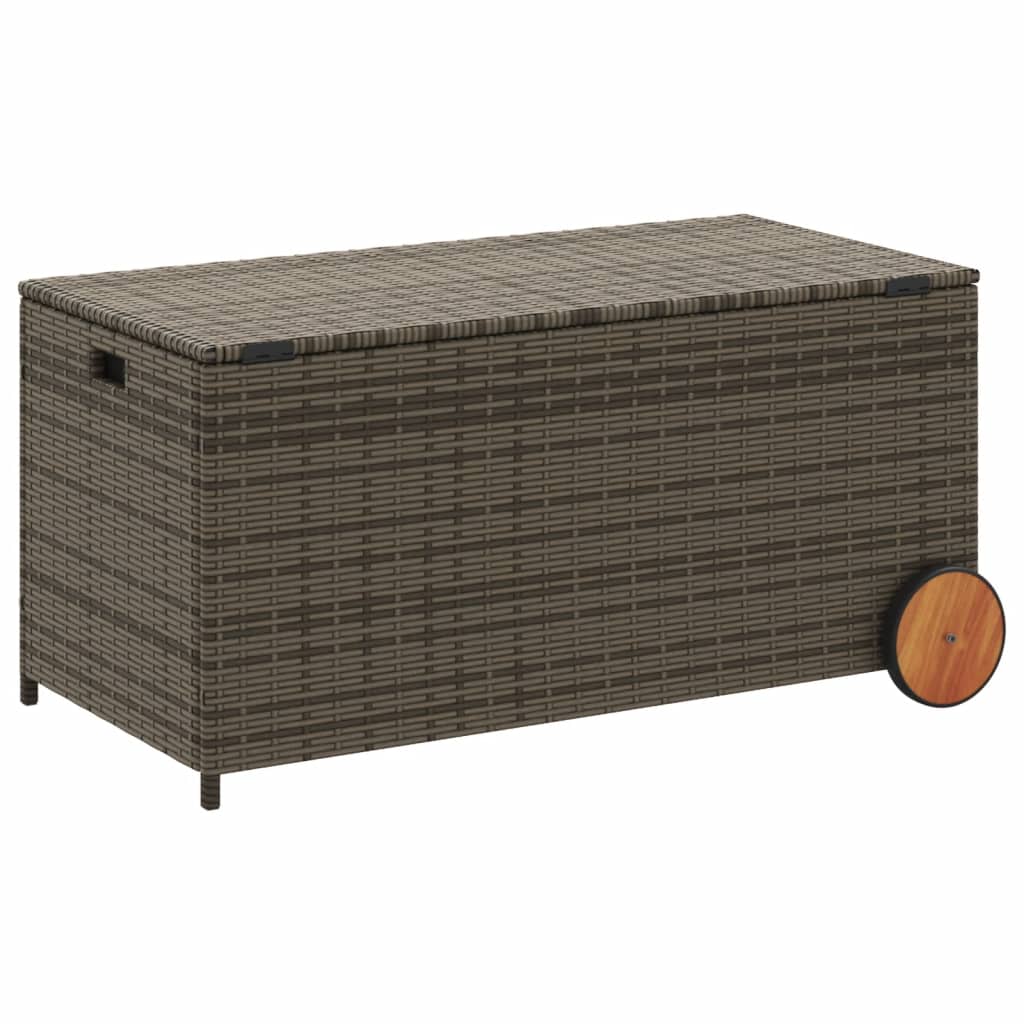 Tuinbox met wielen 190 L poly rattan grijs is nu te koop bij PeponiXL, paradijselijk wonen!