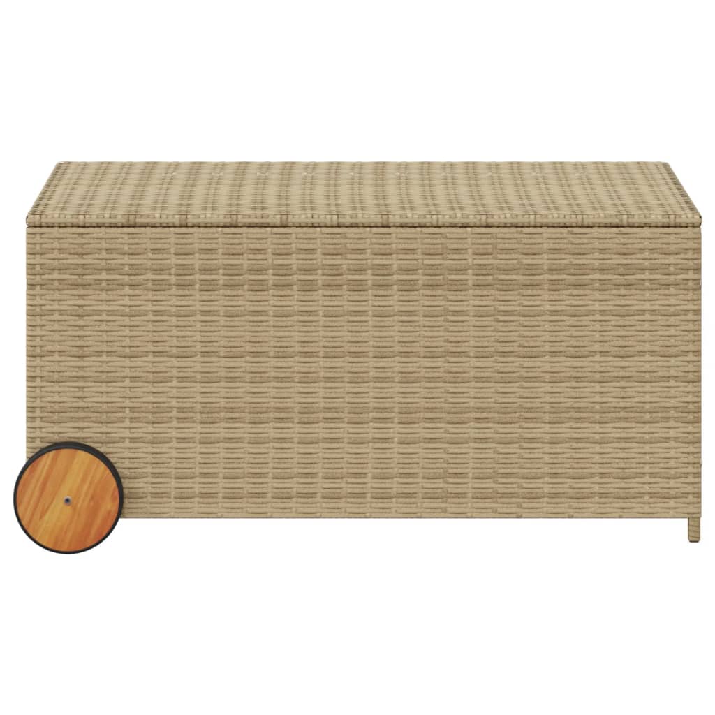 Tuinbox met wielen 190 L poly rattan gemengd beige is nu te koop bij PeponiXL, paradijselijk wonen!