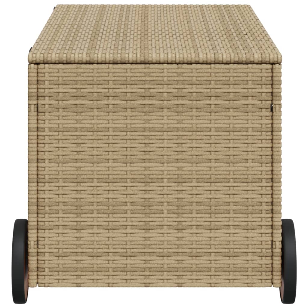 Tuinbox met wielen 190 L poly rattan gemengd beige is nu te koop bij PeponiXL, paradijselijk wonen!
