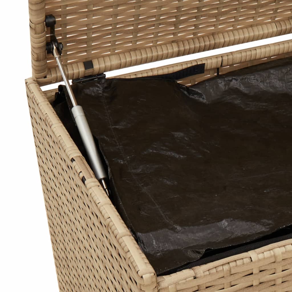 Tuinbox met wielen 190 L poly rattan gemengd beige is nu te koop bij PeponiXL, paradijselijk wonen!