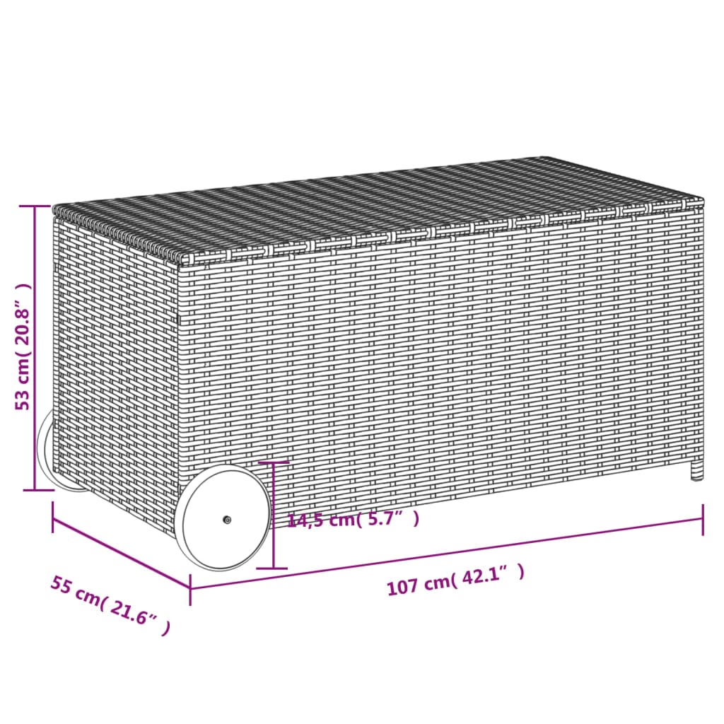 Tuinbox met wielen 190 L poly rattan gemengd beige is nu te koop bij PeponiXL, paradijselijk wonen!