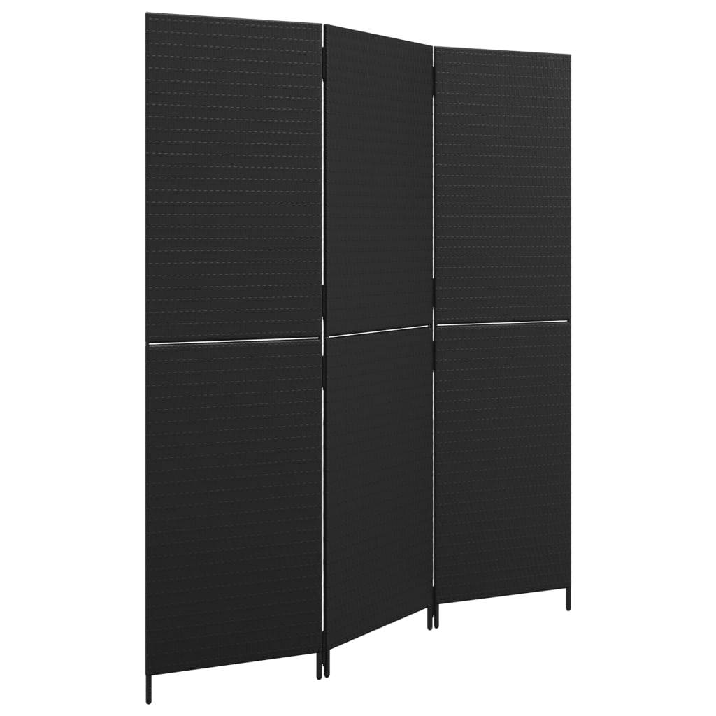Kamerscherm 3 panelen poly rattan zwart is nu te koop bij PeponiXL, paradijselijk wonen!